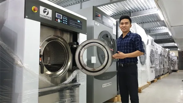 kiểm tra trạng thái máy giặt công nghiệp cũ
